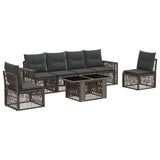 vidaXL Tuinbank Set 7 st Zwart en Crème Wit poly rattan