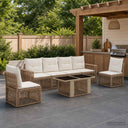vidaXL Tuinbank Set 7 st Zwart en Crème Wit poly rattan