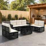 vidaXL Tuinbank Set 8 st Zwart en Crème Wit poly rattan