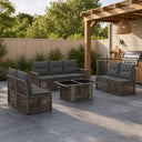 vidaXL Tuinbank Set 8 st Zwart en Crème Wit poly rattan