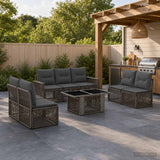 vidaXL Tuinbank Set 8 st Zwart en Crème Wit poly rattan