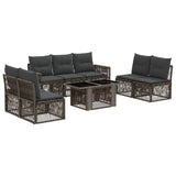 vidaXL Tuinbank Set 8 st Zwart en Crème Wit poly rattan