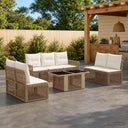 vidaXL Tuinbank Set 8 st Zwart en Crème Wit poly rattan