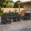 vidaXL Tuinbank Set 9 st Zwart en Crème Wit poly rattan