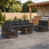 vidaXL Tuinbank Set 9 st Zwart en Crème Wit poly rattan
