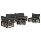 vidaXL Tuinbank Set 9 st Zwart en Crème Wit poly rattan