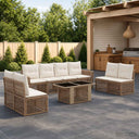 vidaXL Tuinbank Set 9 st Zwart en Crème Wit poly rattan