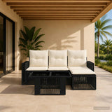 vidaXL Tuinbank Set 5 st Zwart en Crème Wit poly rattan