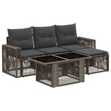 vidaXL Tuinbank Set 5 st Zwart en Crème Wit poly rattan