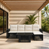vidaXL Tuinbank Set 6 st Zwart en Crème Wit poly rattan