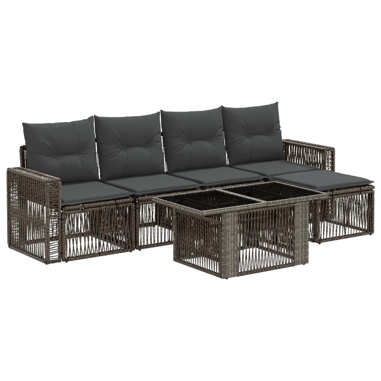 vidaXL Tuinbank Set 6 st Zwart en Crème Wit poly rattan