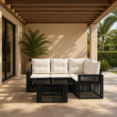vidaXL Tuinbank Set 5 st Zwart en Crème Wit poly rattan