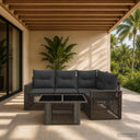 vidaXL Tuinbank Set 5 st Zwart en Crème Wit poly rattan