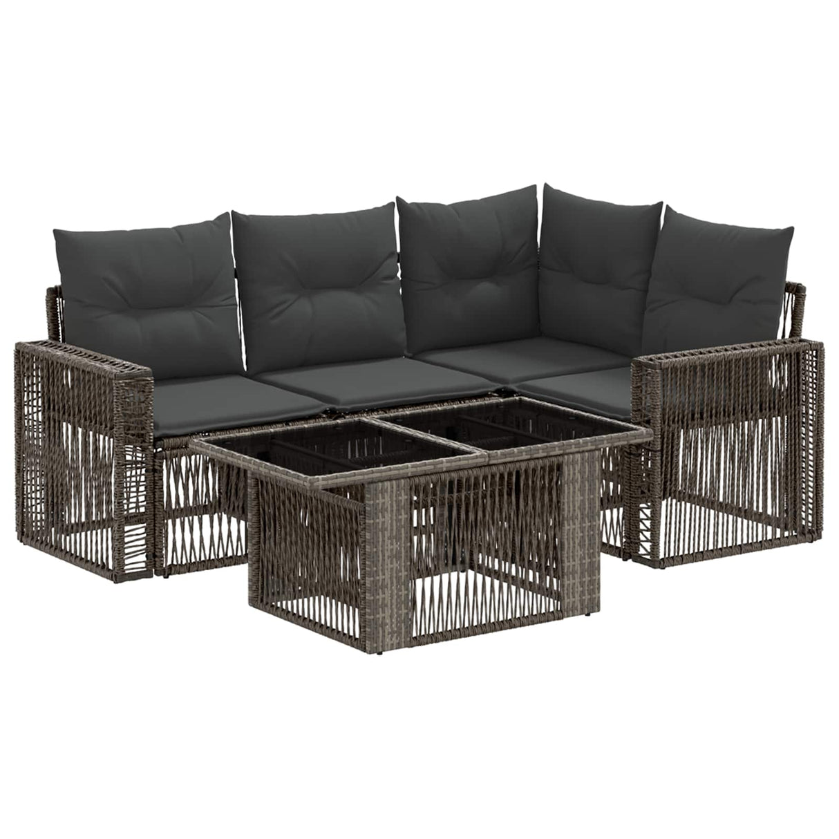 vidaXL Tuinbank Set 5 st Zwart en Crème Wit poly rattan