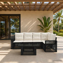 vidaXL Tuinbank Set 6 st Zwart en Crème Wit poly rattan