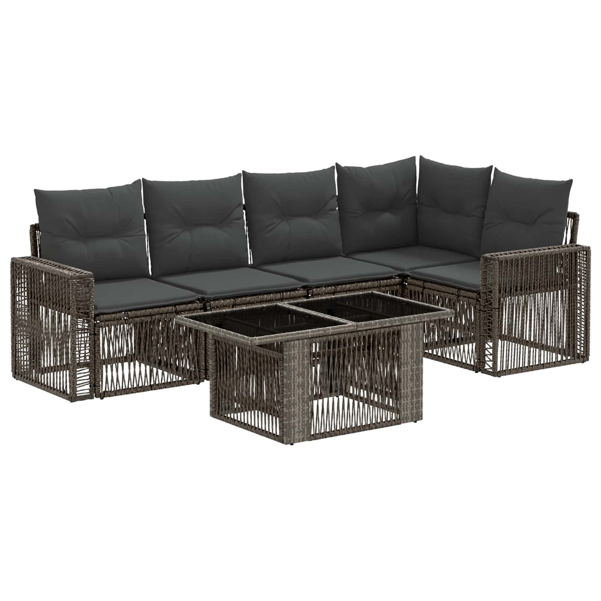 vidaXL Tuinbank Set 6 st Zwart en Crème Wit poly rattan