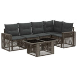 vidaXL Tuinbank Set 6 st Zwart en Crème Wit poly rattan