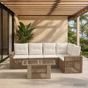 vidaXL Tuinbank Set 6 st Zwart en Crème Wit poly rattan