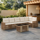 vidaXL Tuinbank Set 7 st 6-Aantal zitplaatsen Zwart en Crème Wit