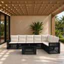 vidaXL Tuinbank Set 8 st Zwart en Crème Wit poly rattan
