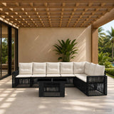 vidaXL Tuinbank Set 8 st Zwart en Crème Wit poly rattan