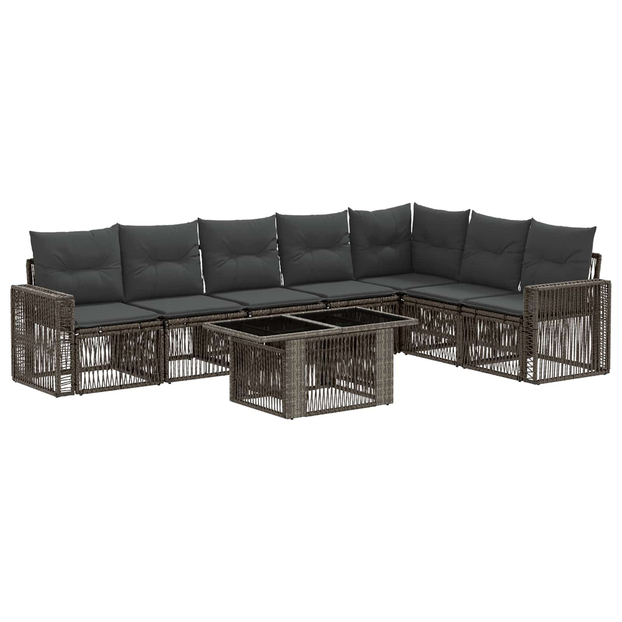 vidaXL Tuinbank Set 8 st Zwart en Crème Wit poly rattan