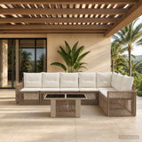 vidaXL Tuinbank Set 8 st Zwart en Crème Wit poly rattan