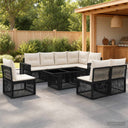 vidaXL Garden Bench Set 9 pcs Black and Cream White poly rattan