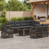 vidaXL Garden Bench Set 9 pcs Black and Cream White poly rattan
