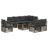 vidaXL Garden Bench Set 9 pcs Black and Cream White poly rattan