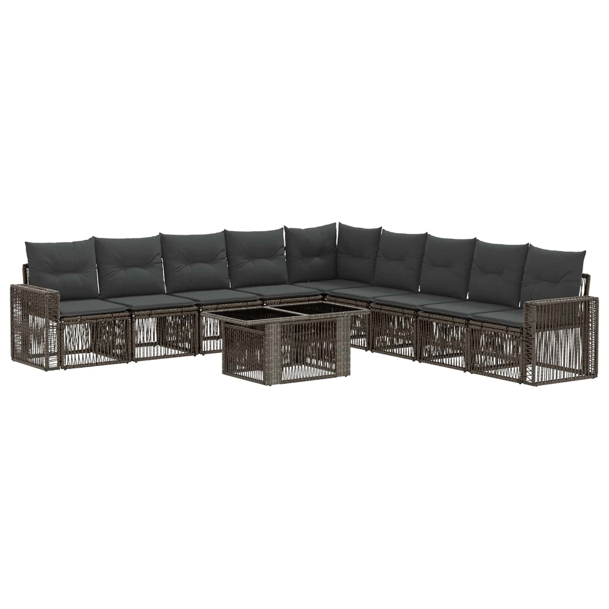 vidaXL Tuinbank Set 10 st Zwart en Crème Wit poly rattan