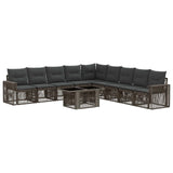 vidaXL Tuinbank Set 10 st Zwart en Crème Wit poly rattan