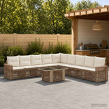 vidaXL Tuinbank Set 10 st Zwart en Crème Wit poly rattan