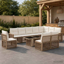 vidaXL Garden Lounge Set 11 Pieces Black and Cream White Poly Rattan