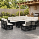 vidaXL Tuinbank Set 12 st Zwart en Crème Wit poly rattan