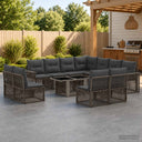 vidaXL Tuinbank Set 12 st Zwart en Crème Wit poly rattan
