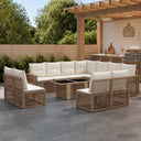 vidaXL Tuinbank Set 12 st Zwart en Crème Wit poly rattan
