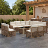 vidaXL Tuinbank Set 12 st Zwart en Crème Wit poly rattan