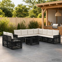 vidaXL Tuinbank Set 10 st Zwart en Crème Wit poly rattan