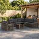 vidaXL Tuinbank Set 10 st Zwart en Crème Wit poly rattan