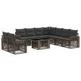 vidaXL Tuinbank Set 10 st Zwart en Crème Wit poly rattan