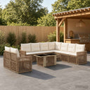 vidaXL Tuinbank Set 10 st Zwart en Crème Wit poly rattan