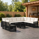 vidaXL Tuinbank Set 11 st Zwart en Crème Wit poly rattan