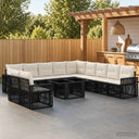 vidaXL Garden Sofa Set 12 pcs Black and Cream White poly rattan