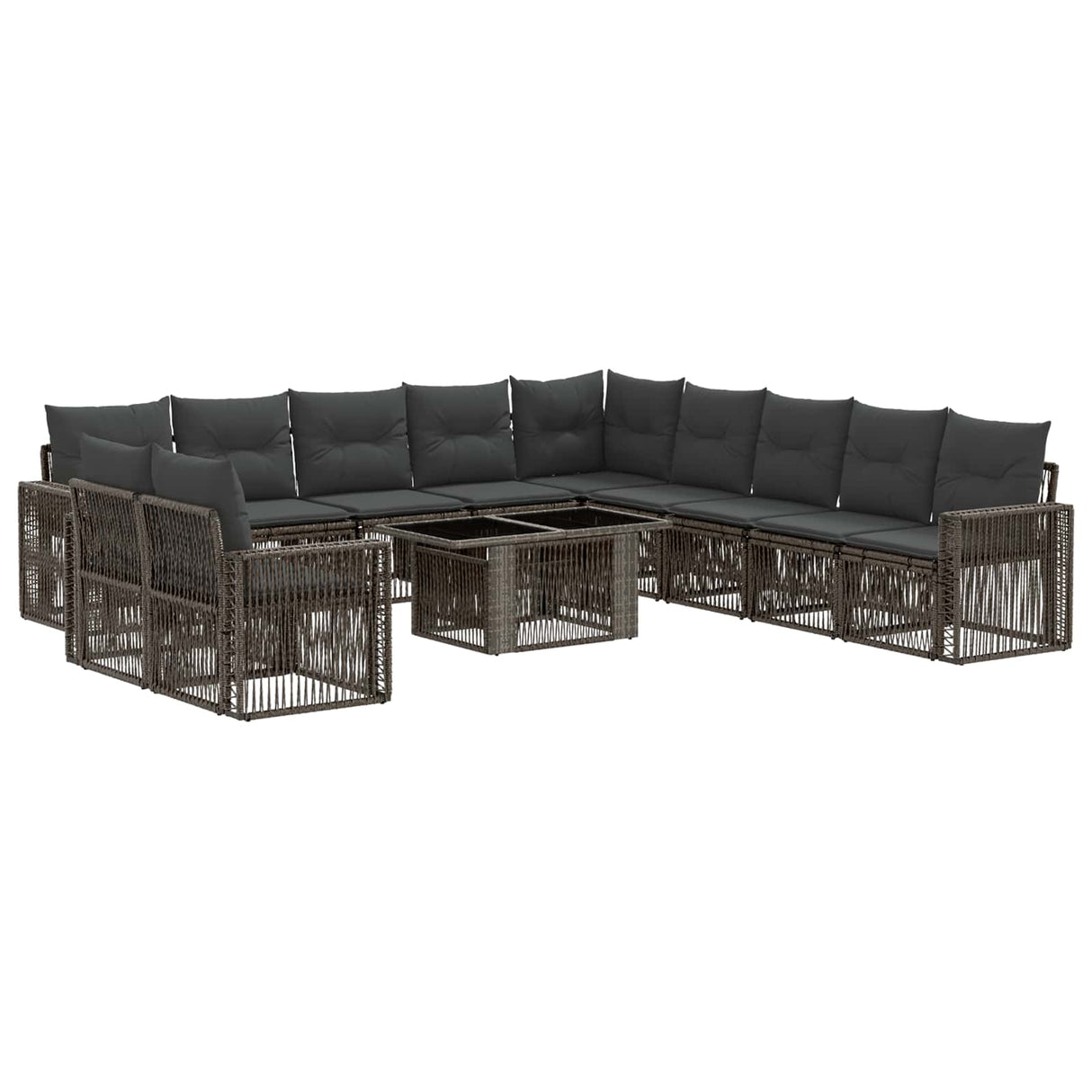 vidaXL Garden Sofa Set 12 pcs Black and Cream White poly rattan