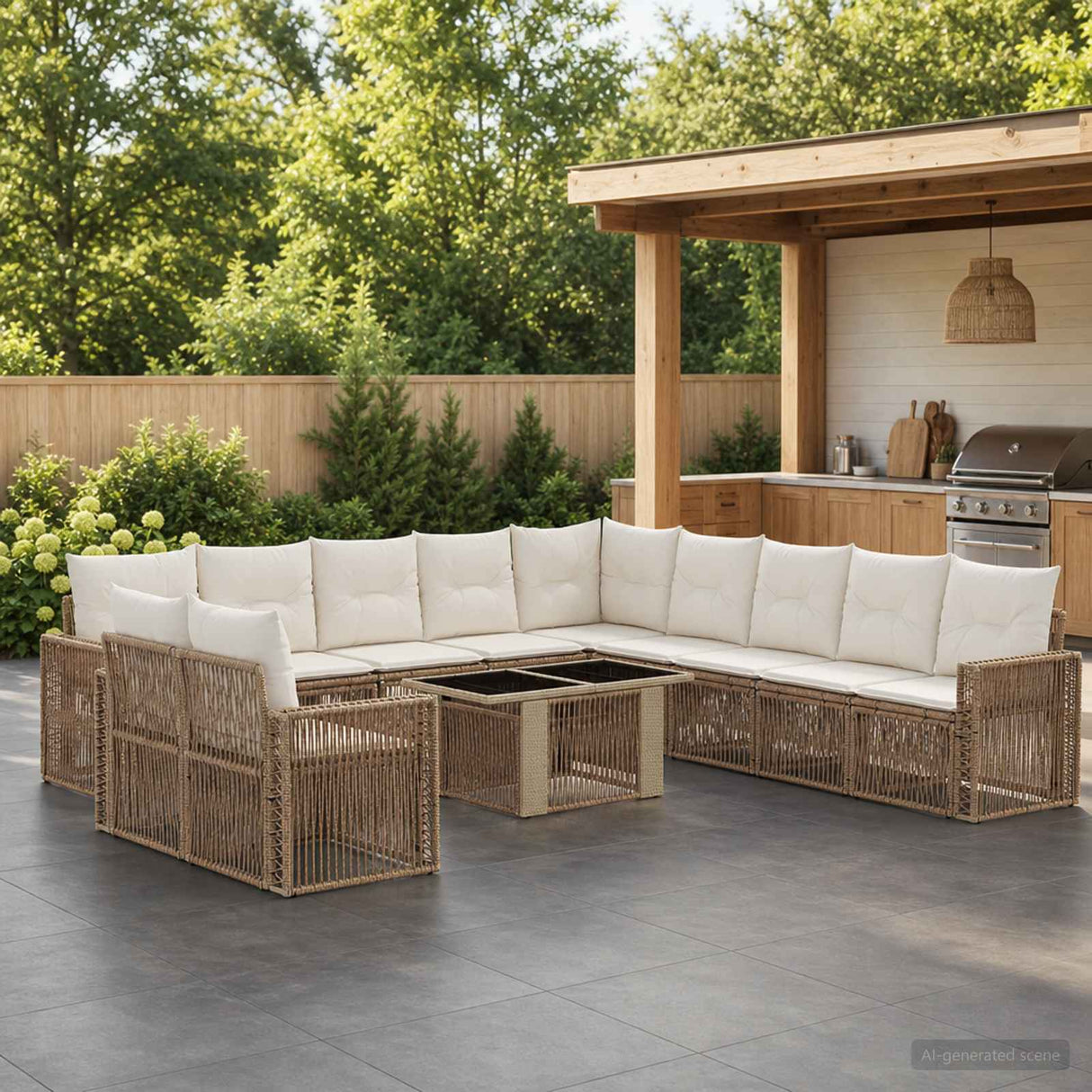 vidaXL Garden Sofa Set 12 pcs Black and Cream White poly rattan
