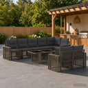 vidaXL Tuinbank Set 9 st Zwart en Crème Wit poly rattan