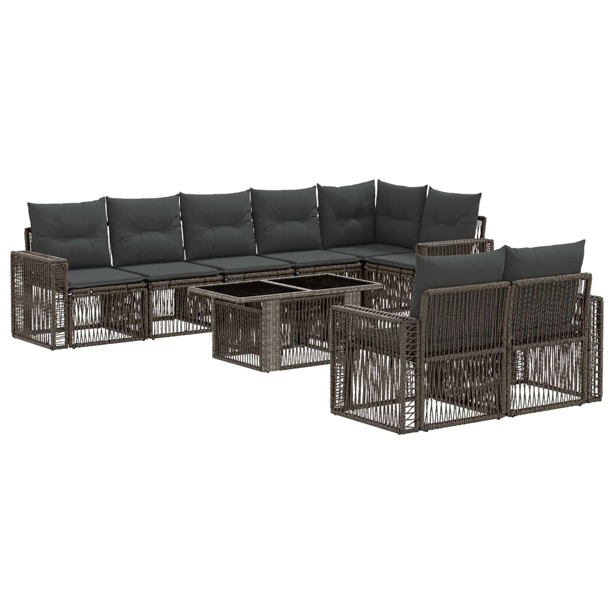 vidaXL Tuinbank Set 9 st Zwart en Crème Wit poly rattan