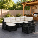 vidaXL Garden Sofa Set 7 pcs Black and Cream White Poly Rattan
