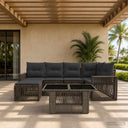 vidaXL Garden Sofa Set 7 pcs Black and Cream White Poly Rattan